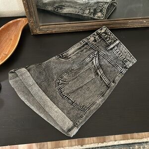 High waisted Acid Wash Black Shorts